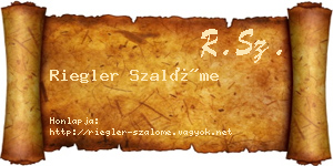 Riegler Szalóme névjegykártya